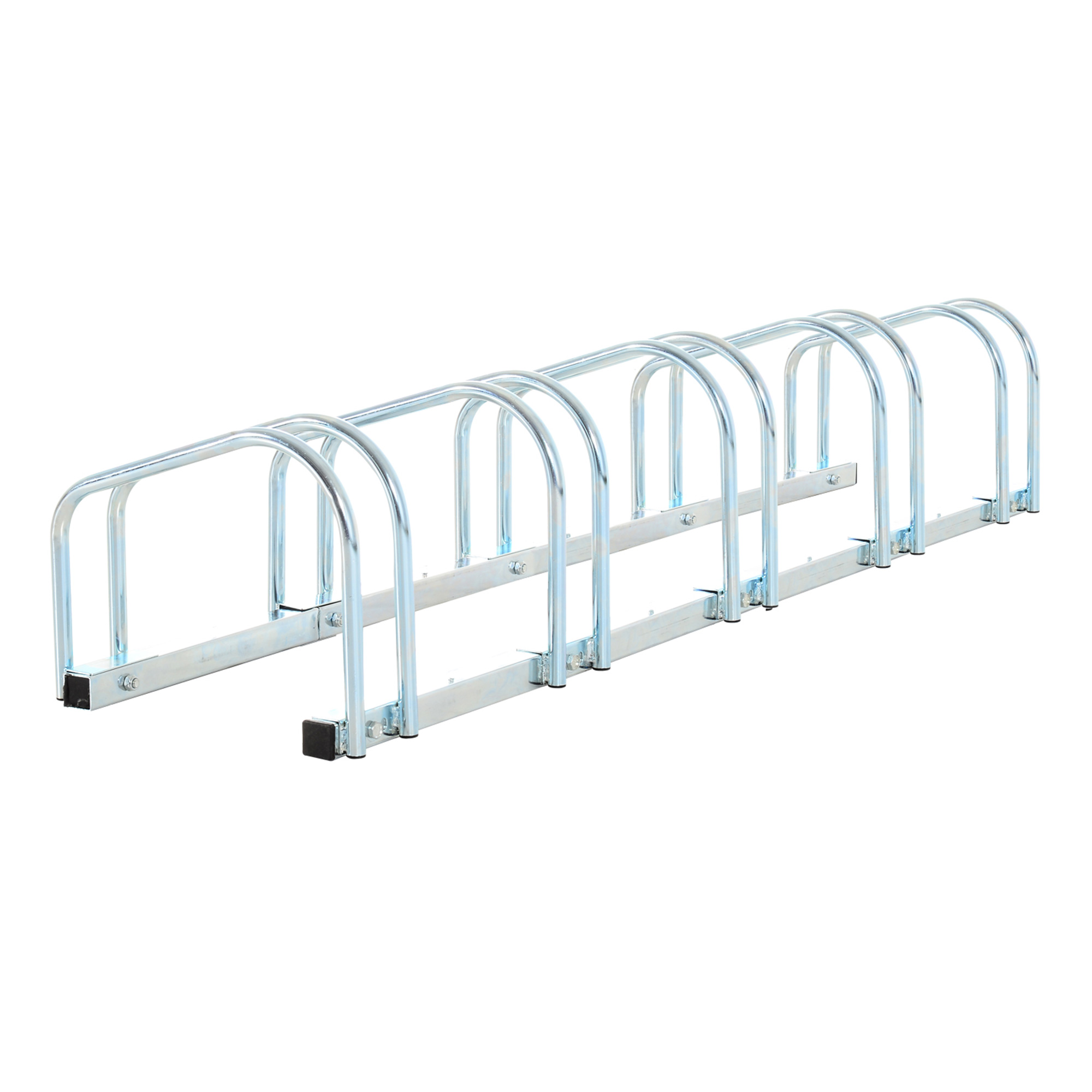 HOMCOM Aparcamiento para Bicicletas Soporte de Acero para Aparcar Bicicletas en el Suelo o Pared Estacionamiento para Interior y Exterior Plata