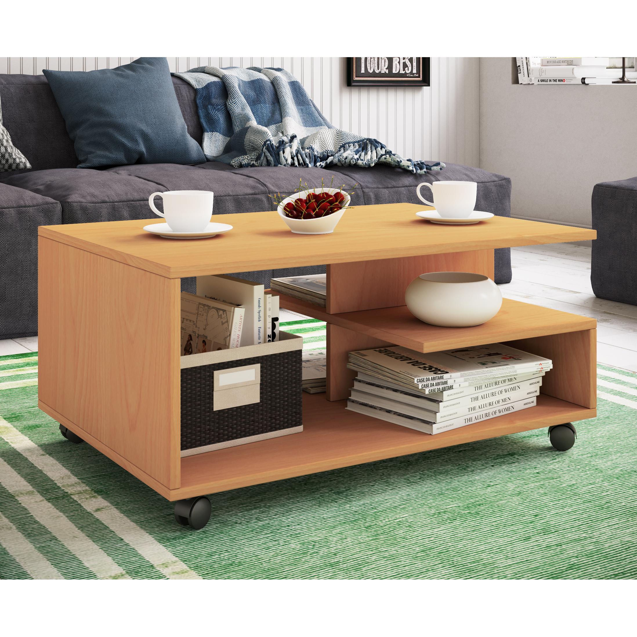 Mesa de centro de madera Mesa de sofá Mesa de salón Enrollable con ruedas Mesa de centro Stango L Mesa de centro de madera Mesa de sofá Mesa de salón Enrollable con ruedas Mesa de centro Stango L