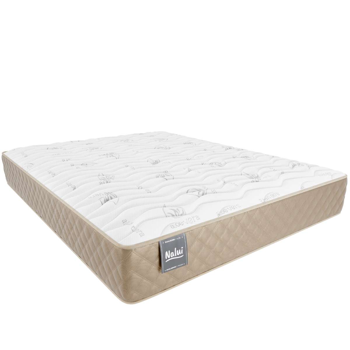 Nalui Colchón Viscoelástico Mulhacén DualSense Beige Multicapa,Núcleo GravityFoam, Firmeza Alta, Reversible, Transpirable. Hecho en España