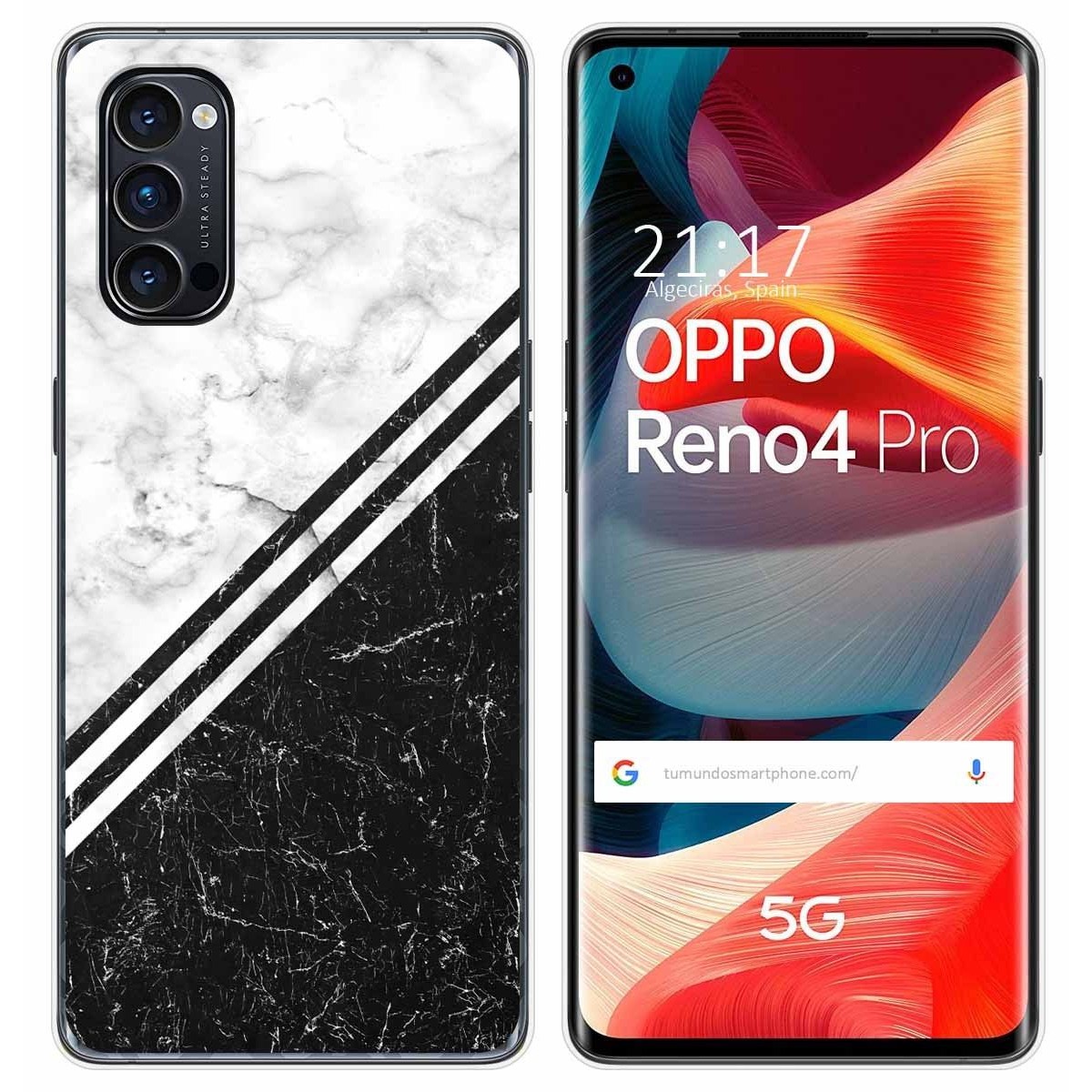 Tumundosmartphone Funda Gel Tpu para Oppo Reno 4 Pro 5G diseño Mármol 01 Dibujos
