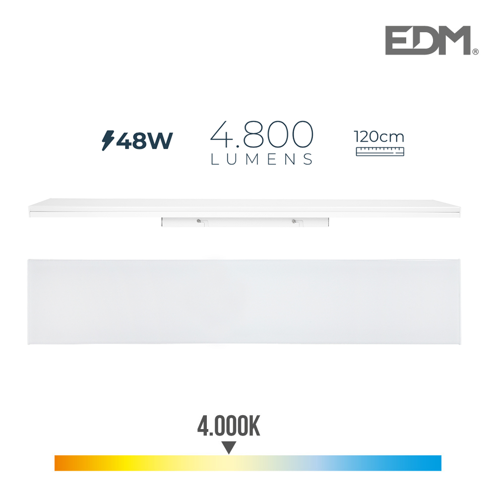 Regleta led 48w 4000k luz dia 4800lm 12x120x4,5cm edm