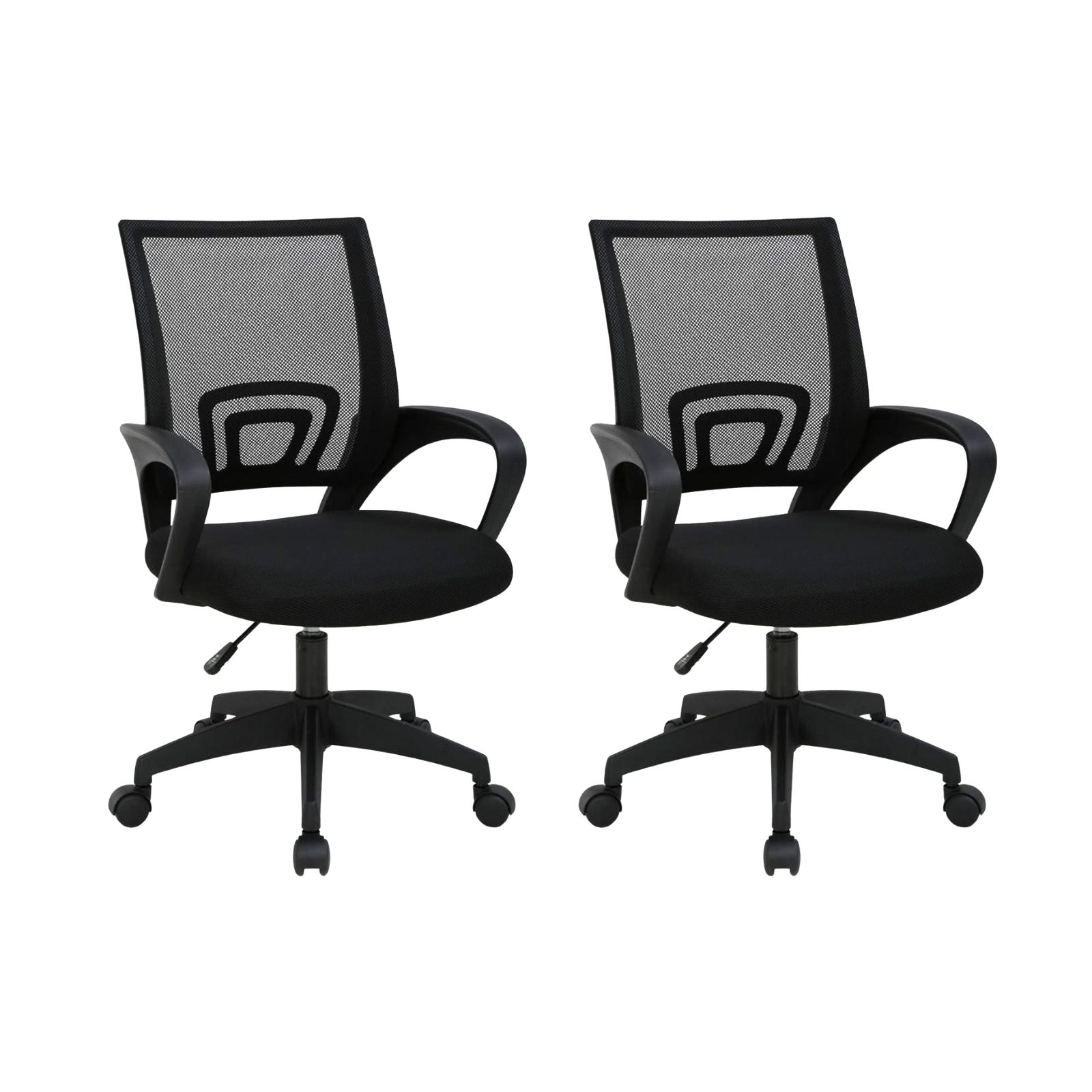 DASCK Pack 2 Sillas Oficina Ergonómicas Negra - Malla Transpirable Base Giratoria 360°