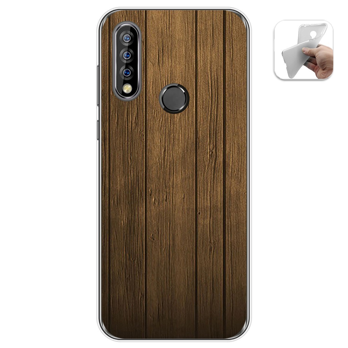 Tumundosmartphone Funda Gel Tpu para Oukitel C17 Pro diseño Madera Dibujos