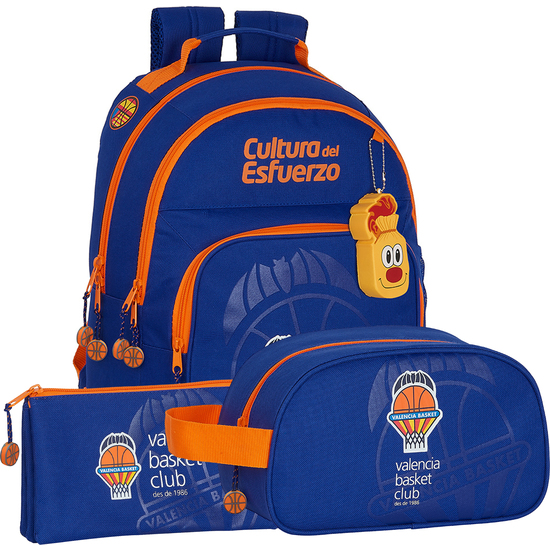 SAFTA - Pack 3 Piezas VALENCIA BASKET Mochila- Estuche y Neceser VALENCIA BASKET - Mochila- Estuche y Neceser Diseño Único y Licencia Oficial VALENCIA BASKET