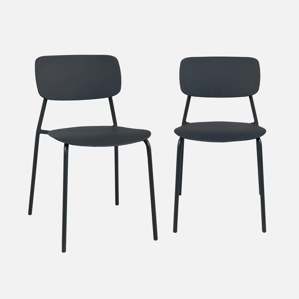 sweeek - Silla de jardín apilable de acero y plástico, set de 2 , Liva , 49x44x78
