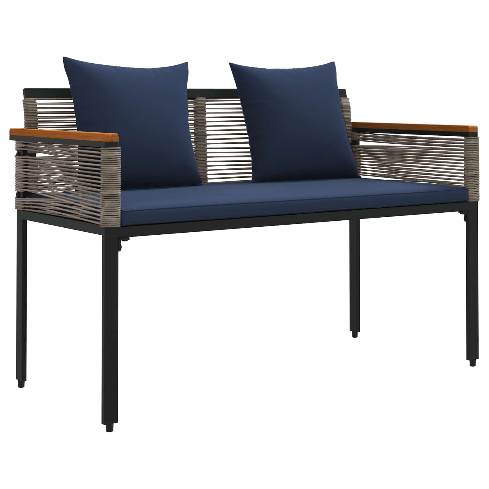 vidaXL Banco de exterior Gris y azul marino 117 x 54 x 74.5 cm