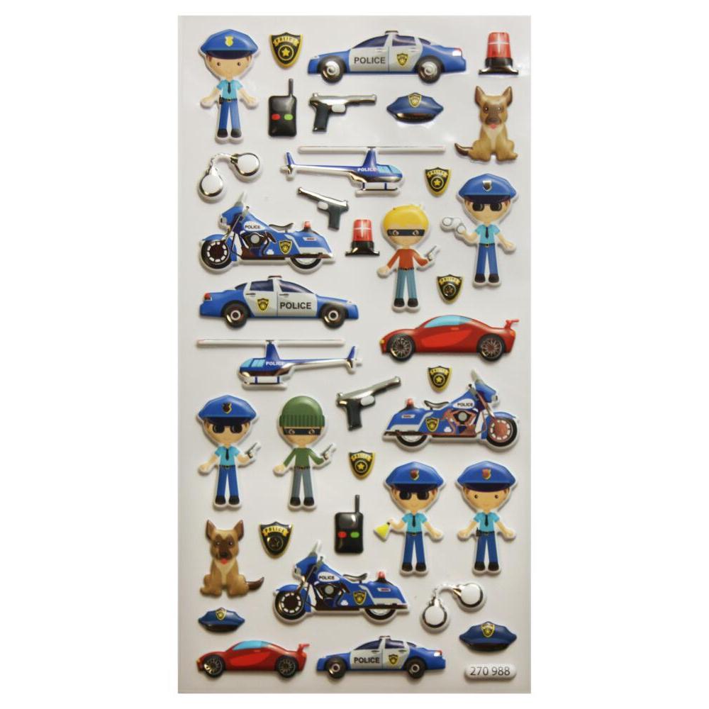 Global Gift - Pegatinas reutilizables - Relief 3D - Police