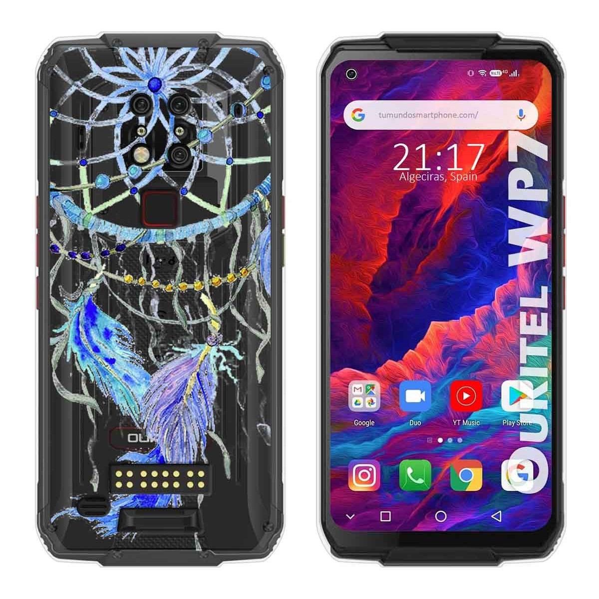 Tumundosmartphone Funda Gel Transparente para Oukitel Wp7 diseño Plumas Dibujos