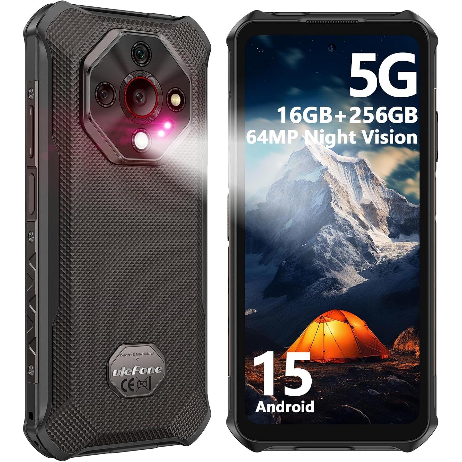 Telefono - Ulefone Armor X16 Pro 5G Smartphone, 16GB+256GB/2TB, Batería 10360mAh/Carga rápida 33W, 6.56'' FHD+ Cámara 64MP++Visión Nocturna, Android 15 Telefonos Moviles Libres Gemini AI/120Hz/NFC/IP68