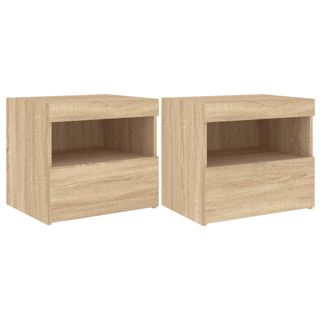 Vidaxl Mesitas de Noche con Luces LED 2 Unidades 50x40x45 Cm Blanco