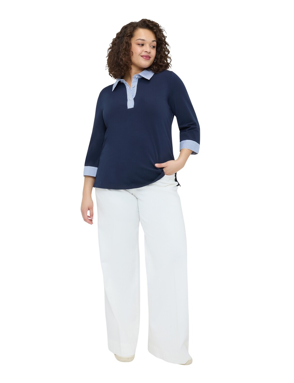 Fiorella Rubino - Camiseta bimaterial con cuello polo