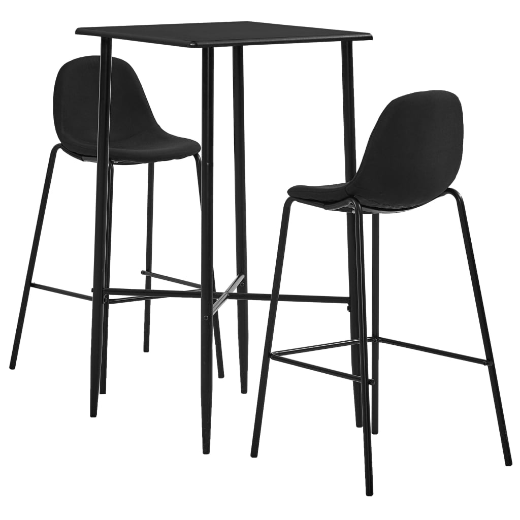 vidaXL Juego de mesa alta y taburetes 3 piezas tela negra