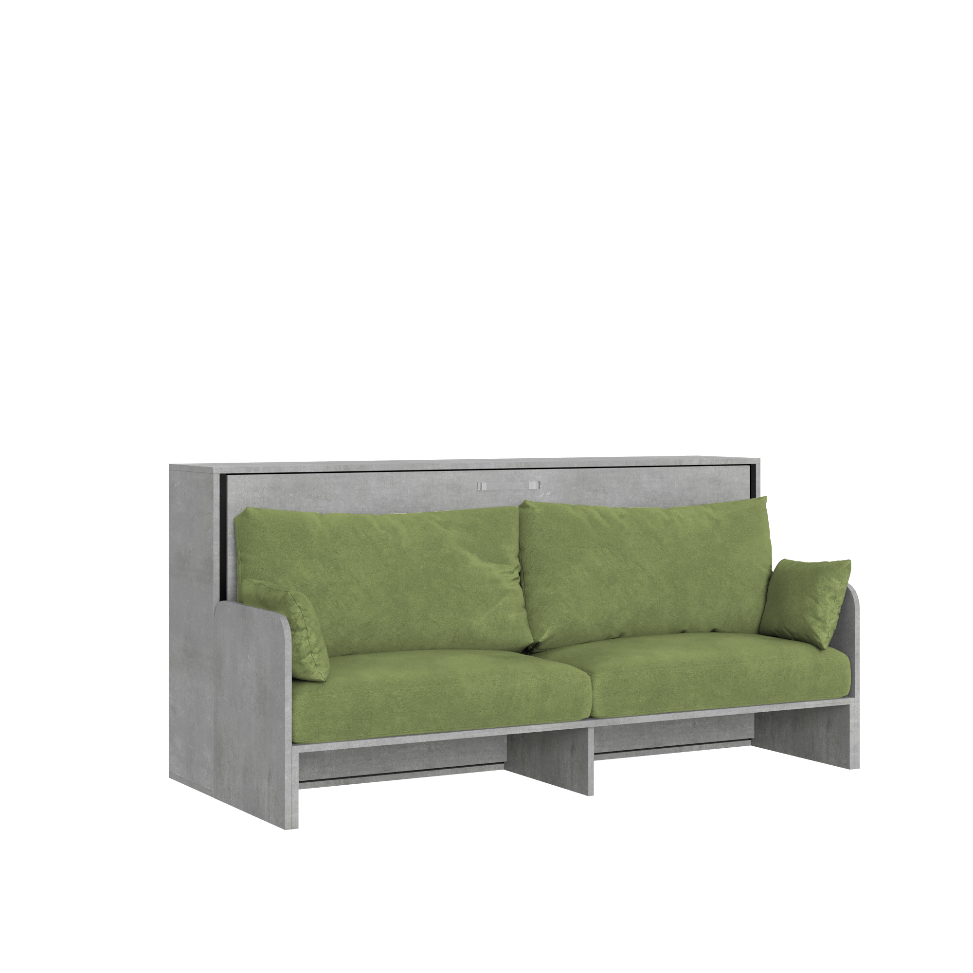 Cama individual abatible Kando con sofá de hormigón, color verde - Itamoby