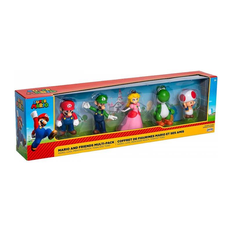 Pack de Figuras Nintendo Super Mario Jakks - 5 Personajes de Videojuegos de 6,5 Cm