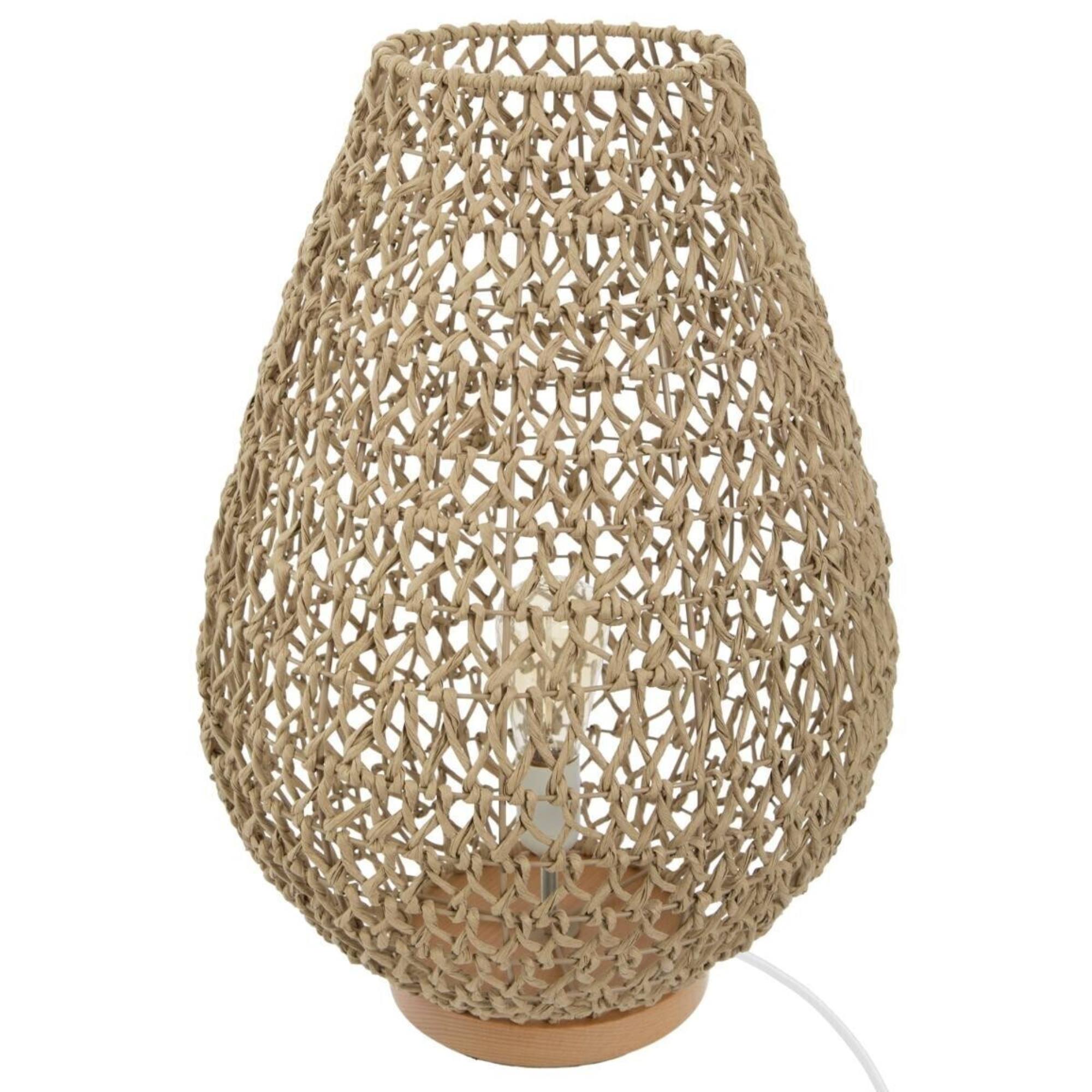 Atmosphera Lámpara de Mesa Estilo Natural de Papel y Metal con Pantalla Abierta