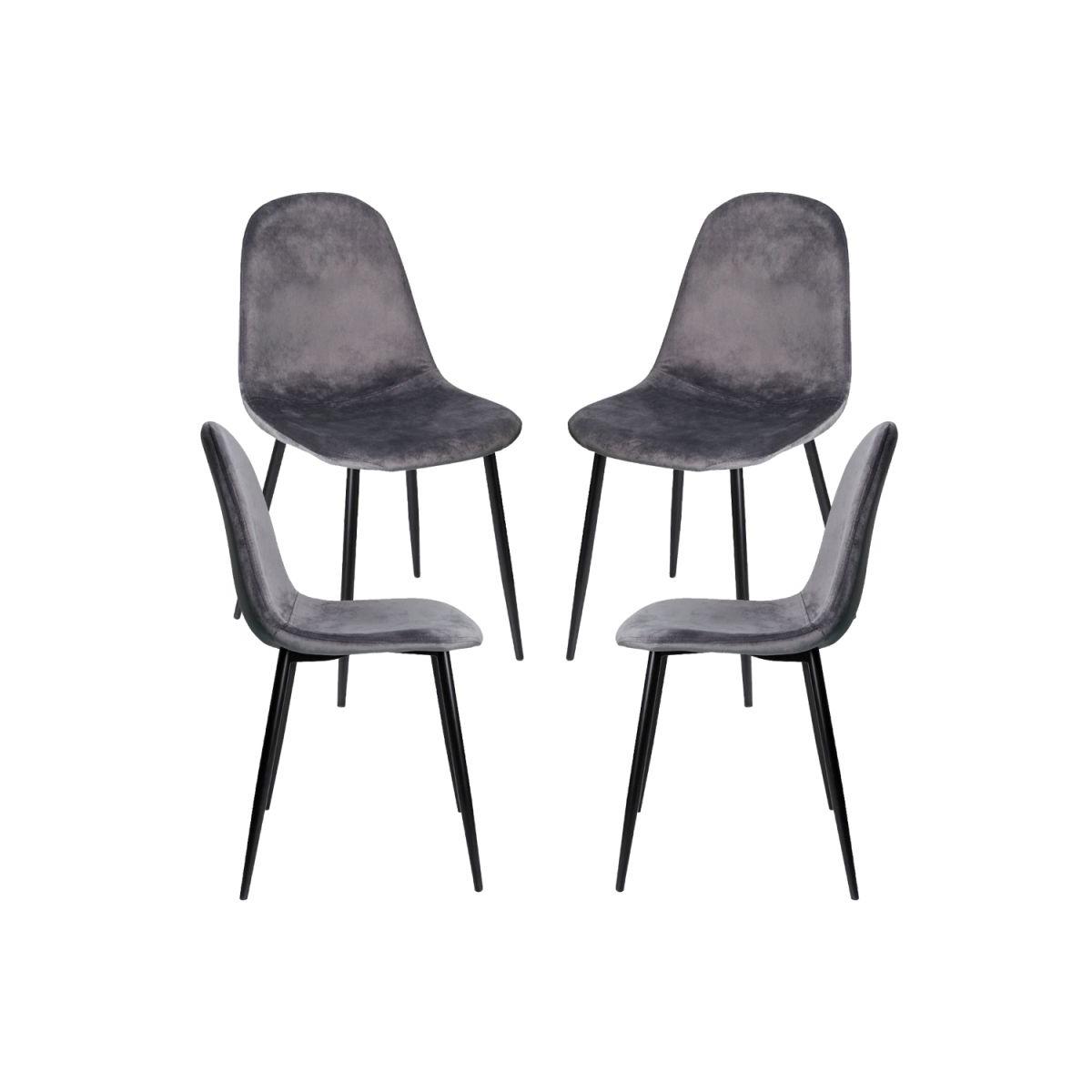 Regalos Miguel - Packs Sillas Comedor - Pack 4 Sillas Teok Black Terciopelo - Gris oscuro