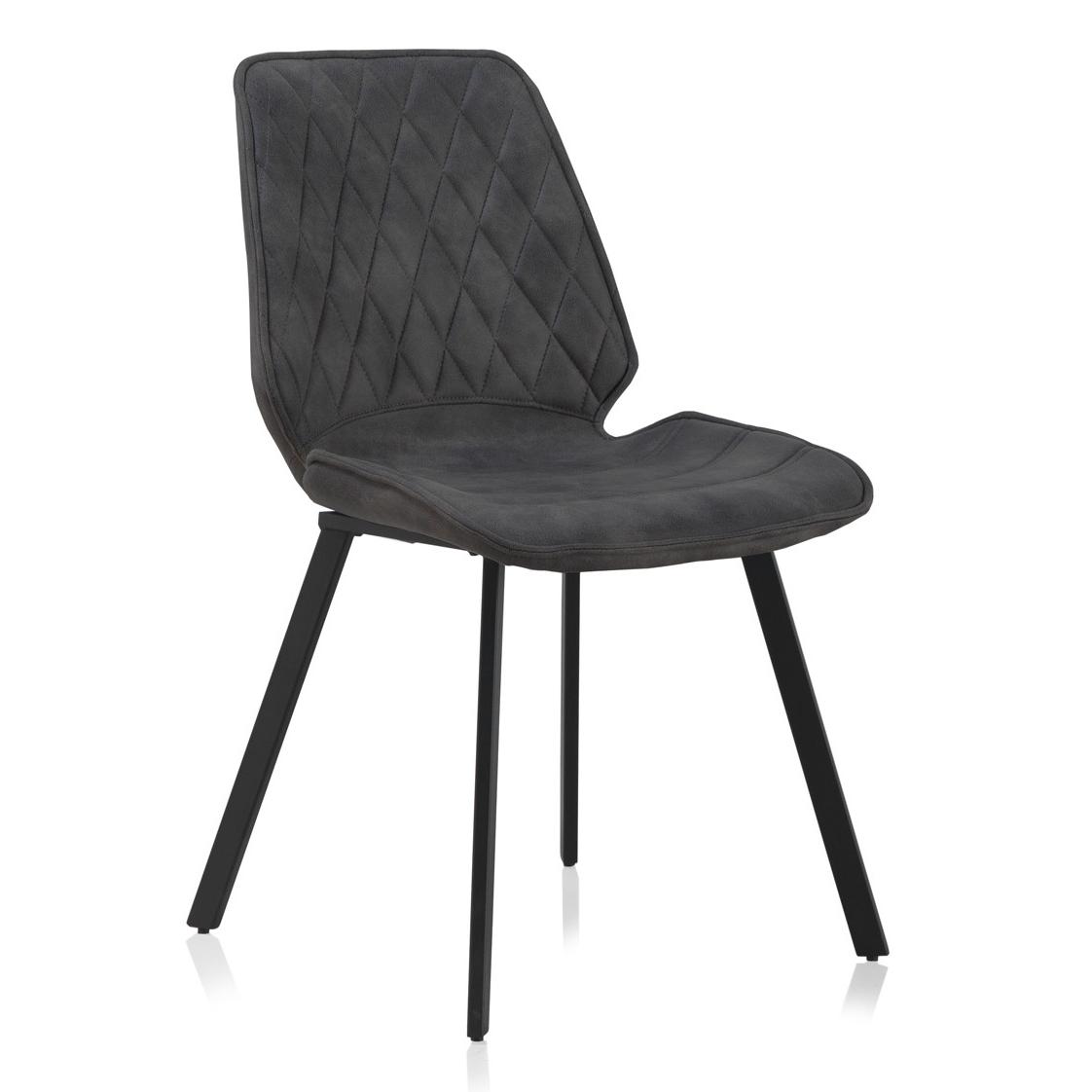 Silla Tapizada Gris Oscuro Con Patas De Metal Negro, Pack 2 Unidades El mejor complemento para tu hogar. Fijalo
