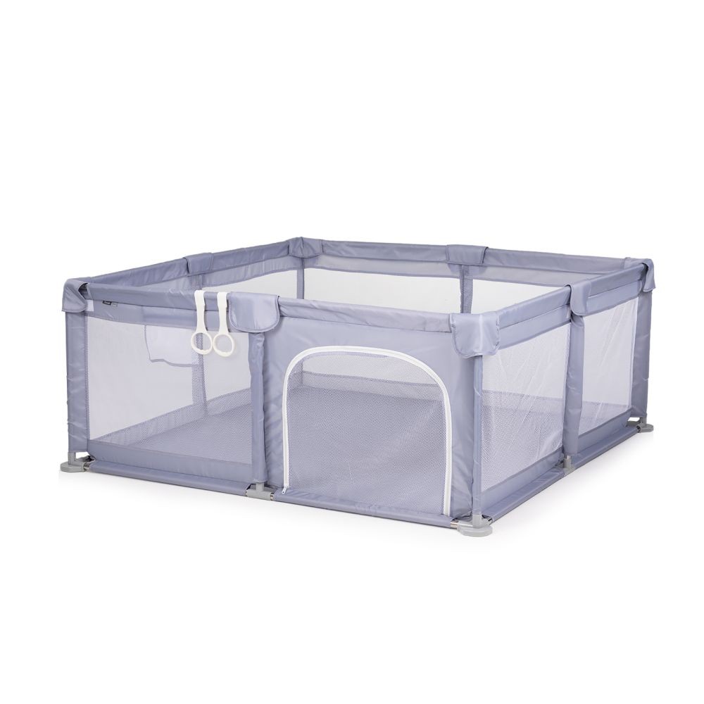 Chipolino - Parque infantil SIENNA 150 x 150 cm para bebés de 12 meses a 5 años, con malla transpirable y puerta lateral con cremallera, diseño cuadrado seguro y cómodo para salón o dormitorio