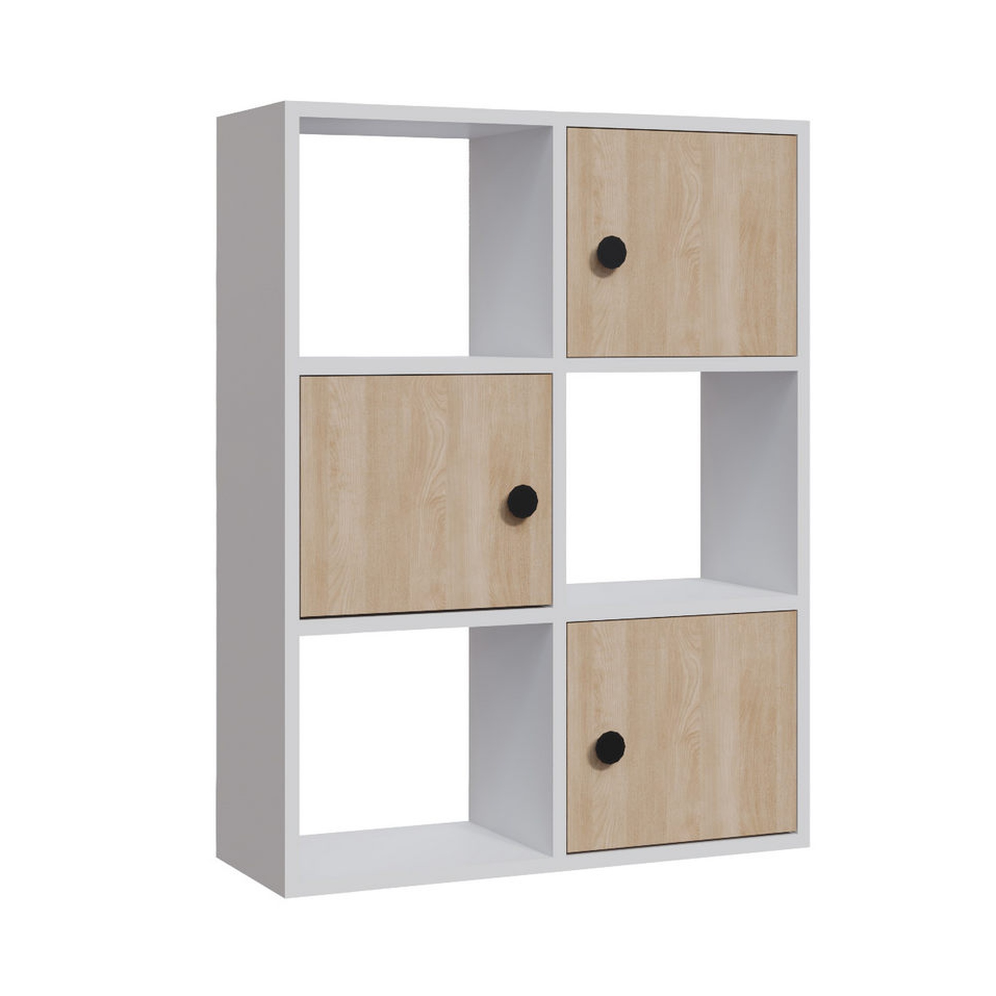 Librería, 100% Tablero de aglomerado rechapado en melamina, Color Blanco Roble WELLHOME