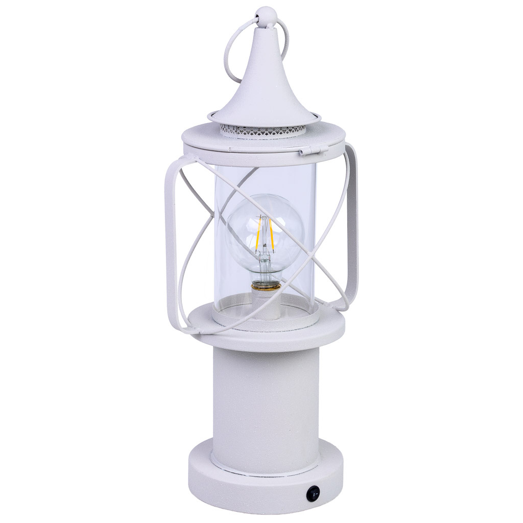 Wonderlust Deco - Lámpara de mesa de metal blanco con luz LED 21x18.5x46.5/52.5h cm Blanco 21x18.5x46.5/52.5h cm