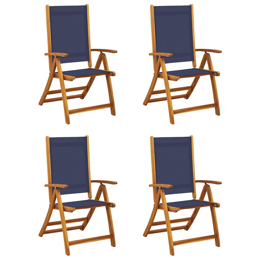 vidaXL Sillas de jardín plegables 4 uds madera maciza acacia textileno