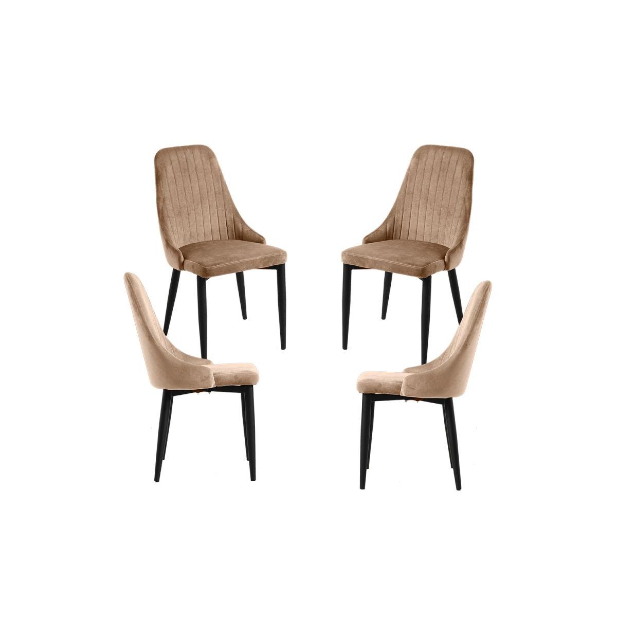 Regalos Miguel - Packs Sillas Comedor - Pack 4 Sillas Kan Terciopelo - Marrón Claro