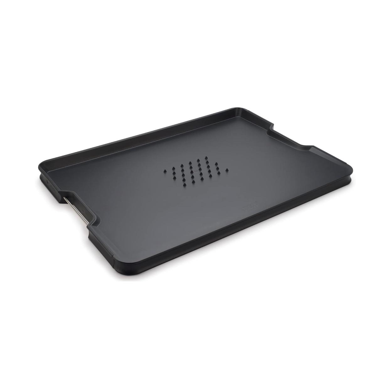 Joseph Joseph Tabla de Cortar Multifunción Cut&Carve™ Plus, Negra, antideslizante, apta para lavavajillas