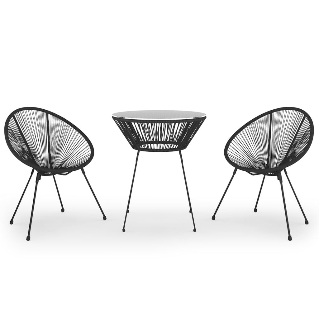 vidaXL Juego de comedor de jardín 3 piezas ratán PVC negro