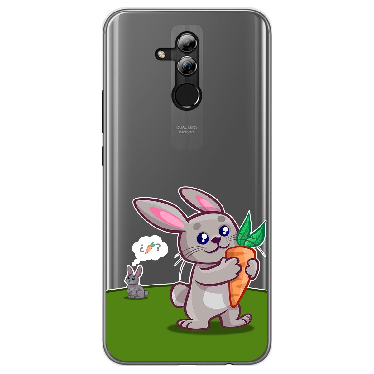 Tumundosmartphone Funda Gel Transparente para Huawei Mate 20 Lite diseño Conejo Dibujos