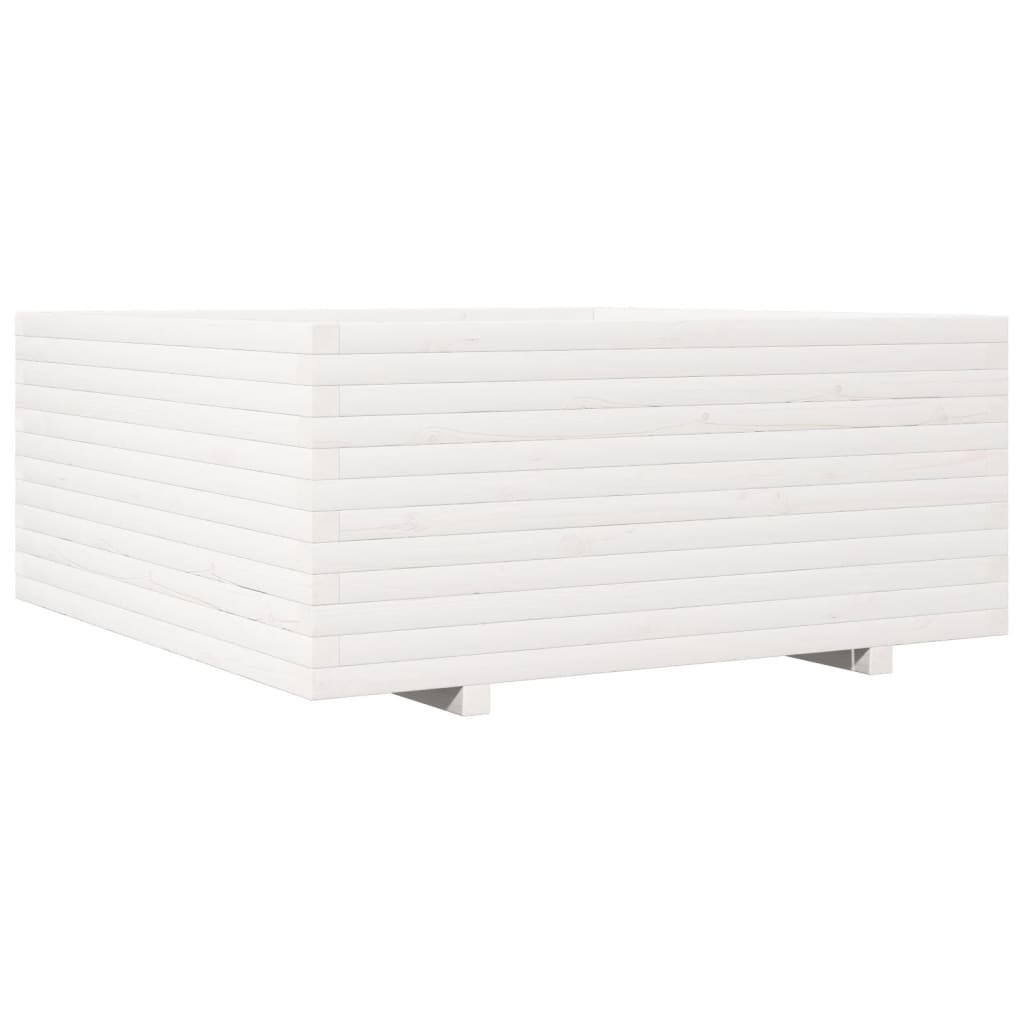 vidaXL Jardinera madera maciza de abeto 110x110x49,5 cm Color Pino natural,  Blanco,  Marrón cera y mas