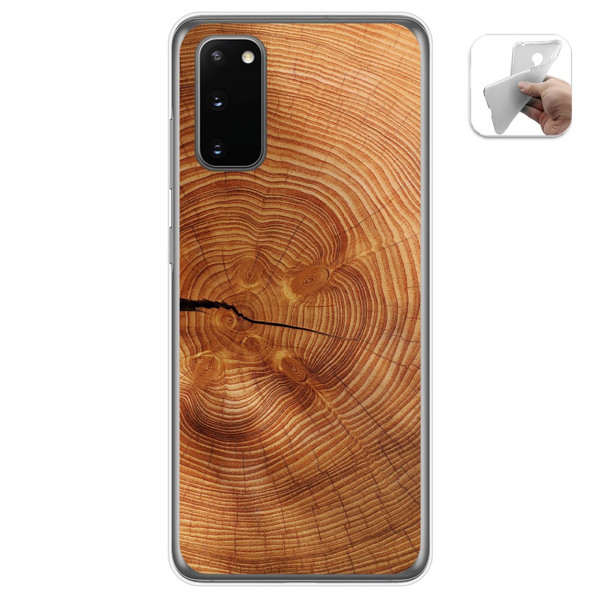 Tumundosmartphone Funda Gel Tpu para Samsung Galaxy S20 diseño Madera 04 Dibujos