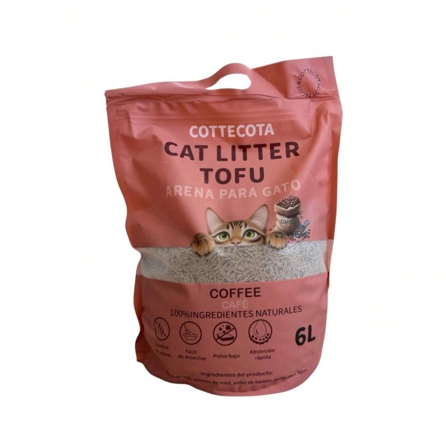 COTTECOTA-Arena para Gatos 6 L de Tofu Lavanda Café Vainilla , Lecho natural para Gatos Libre de Polvo Arena Natural Aglomerante ,Arena para mascota vegetal absorvente , Arena de tofu para gatos antiolor y absorvente