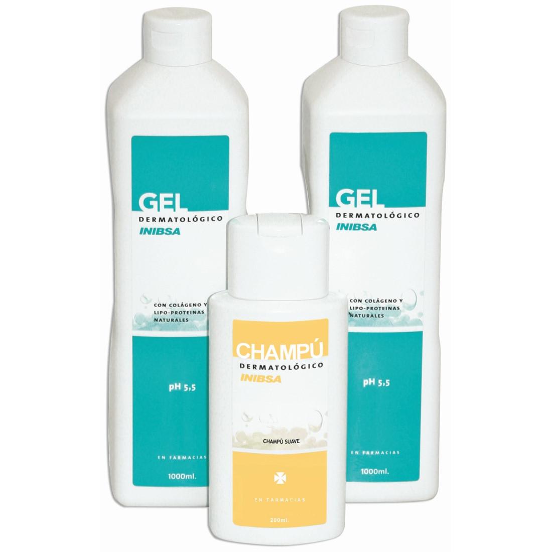 Pack 2 gel dermatológico corporal + champú - Inibsa