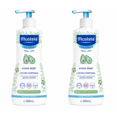 Duplo Hydra Bebés leche corporal (2x 500 ml). Mustela Edición limitada