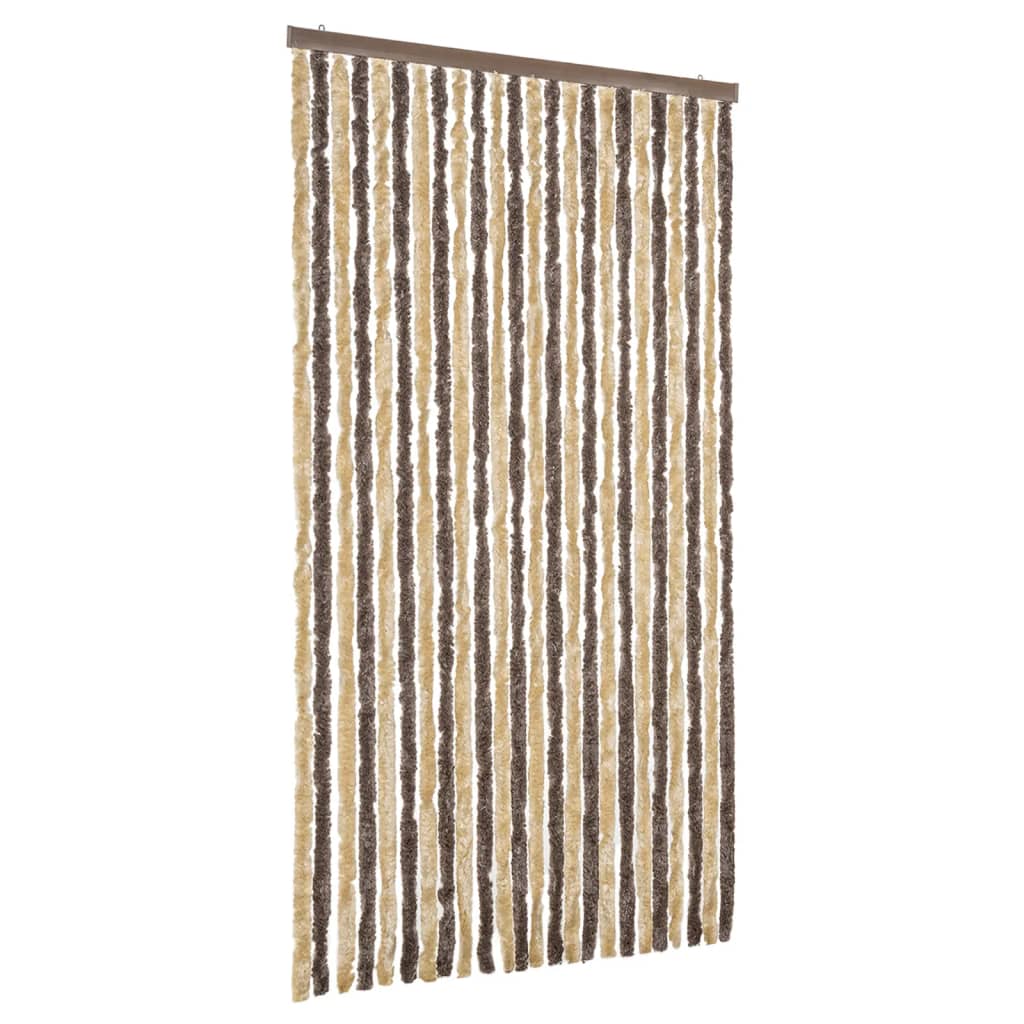 vidaXL Cortina Antimoscas Persiana Chenilla 100x230 cm Color dark brown and beige,  Marrón y beige,  Marrón y mas