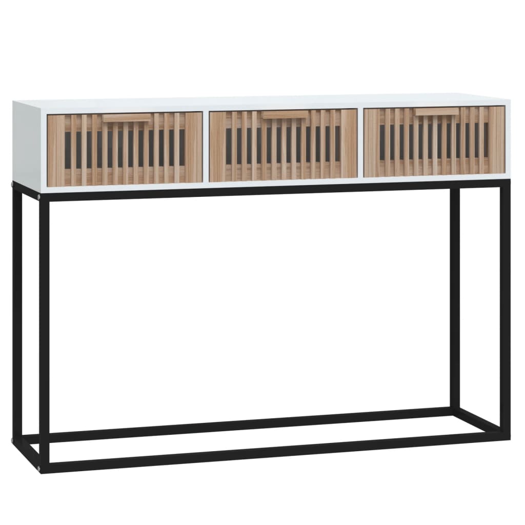 Vidaxl Mesa Consola Hierro y Madera Contrachapada 105x30x75 Cm Blanco