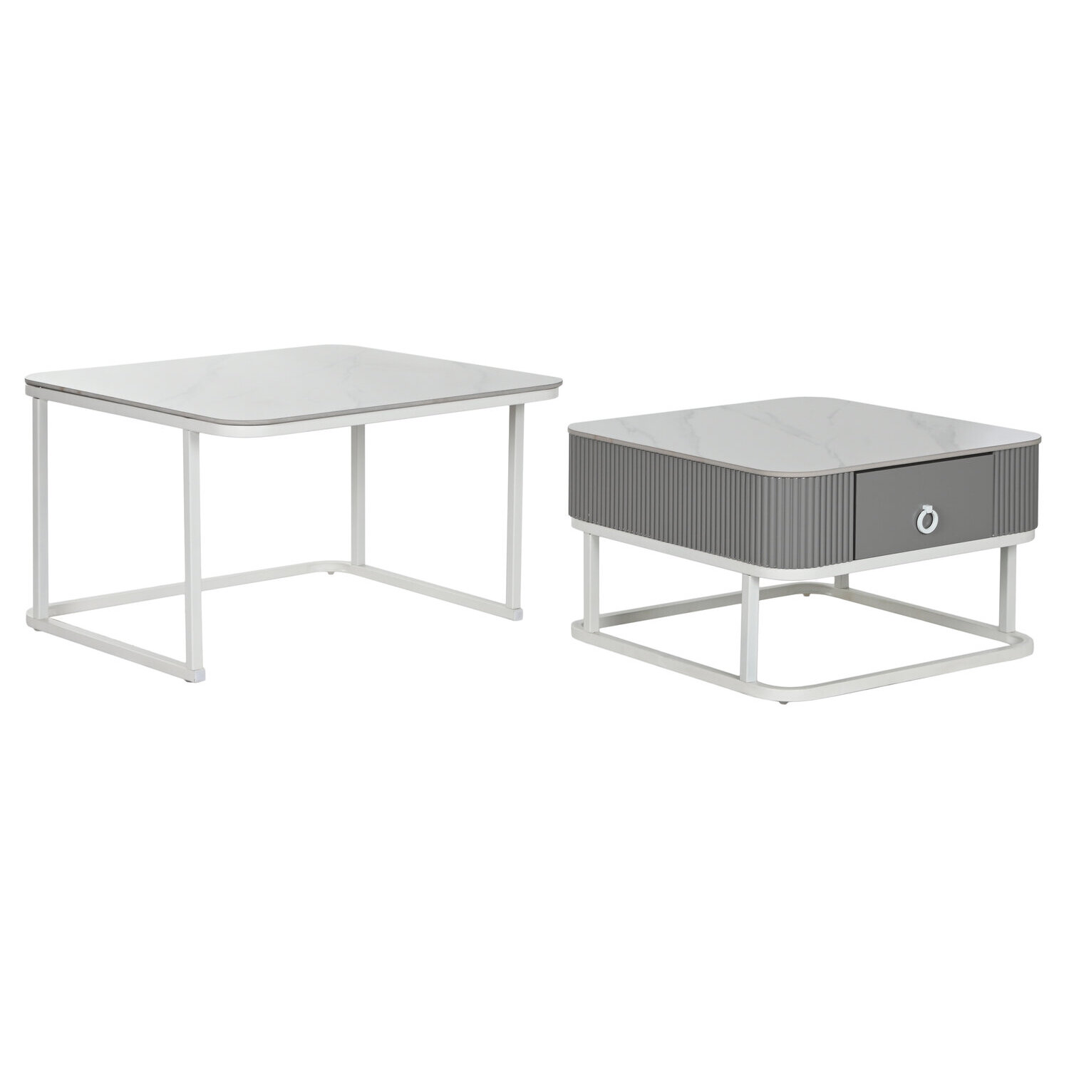 Mesa centro set 2 piedra sinterizada 70x70x45 , El mejor complemento para tu hogar.