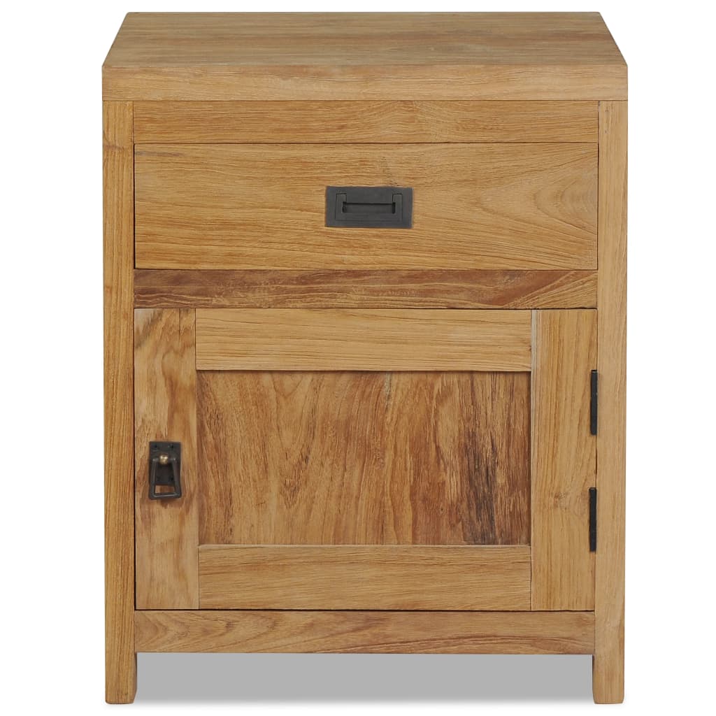 Vidaxl Mesa de Noche de Madera de Teca Maciza 40x30x50 Cm - Mesita Habitación Dormitorio - Salón y Estudio - Fácil de Montar