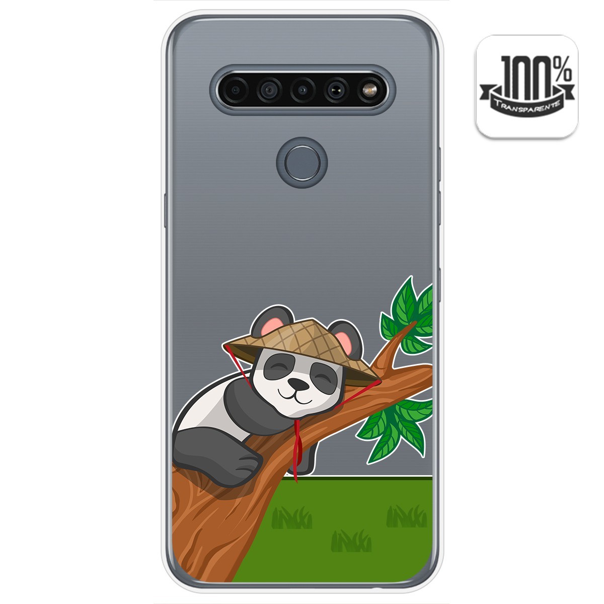 Tumundosmartphone Funda Gel Transparente para Lg K61 diseño Panda Dibujos