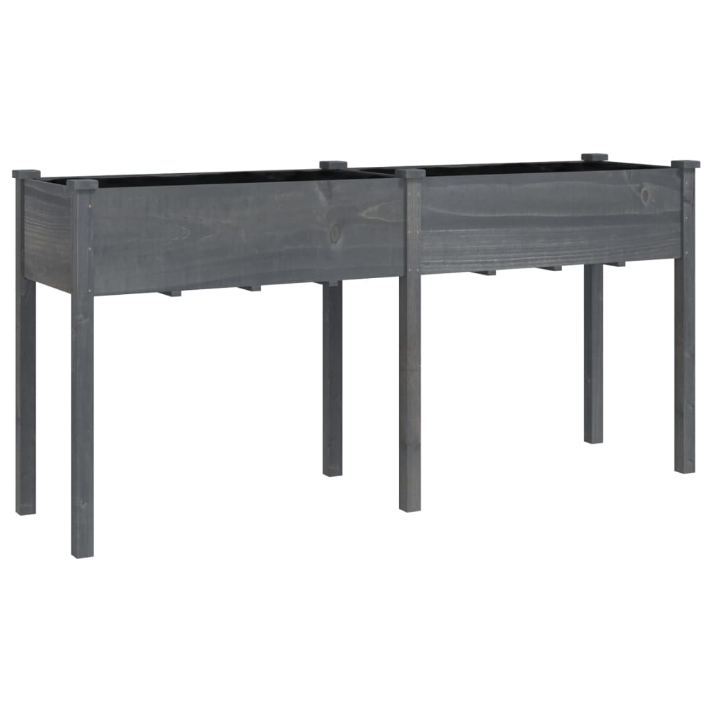 vidaXL Jardinera con forro madera maciza de abeto 161x45x76 cm Color Marrón claro,  Marrón,  Gris y mas