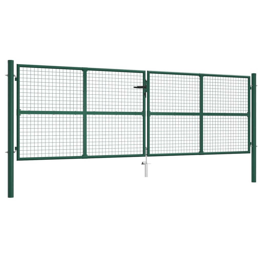 vidaXL Puerta de Malla de Jardín Cancela de Valla Cerca Acero Verde Dimensiones 390 x 75 cm, 390 x 100 cm, 390 x 125 cm