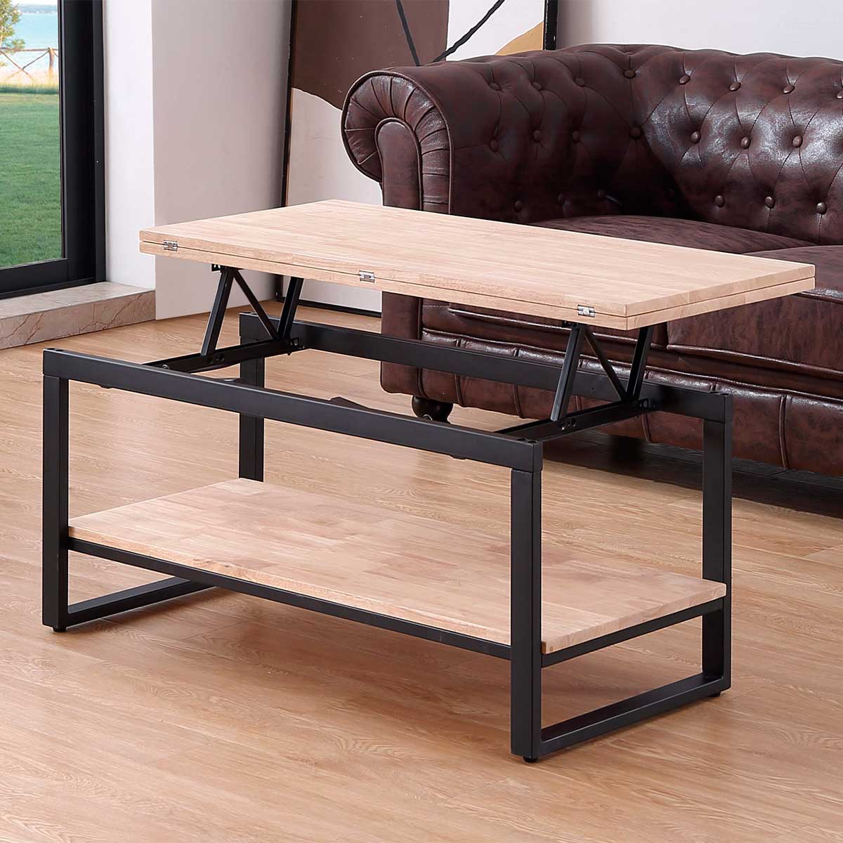 Mesa de centro Steve elevable y extensible + estante inferior Adec