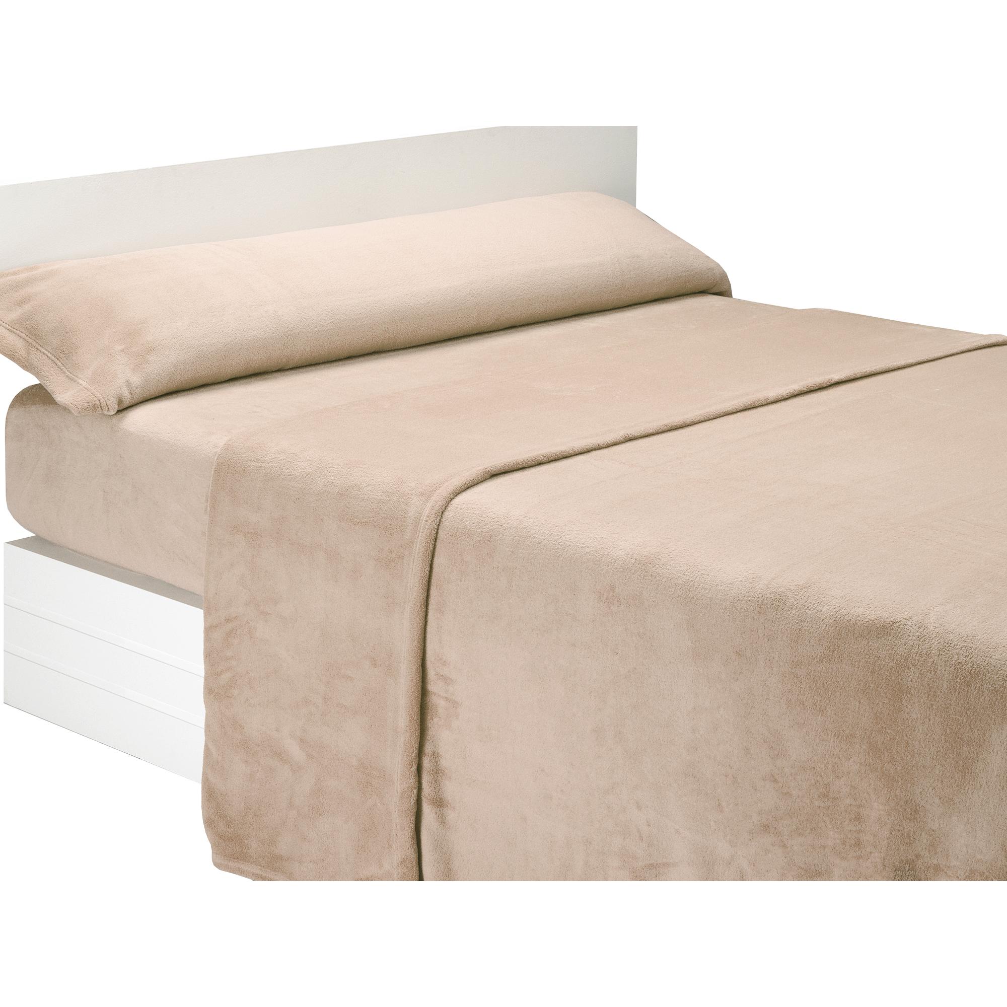 SABANALIA - Juego de sábana liso de coralina - Máximo confort y protección contra el frío - 240 grs/m² - 100 % Microfibra de Poliéster