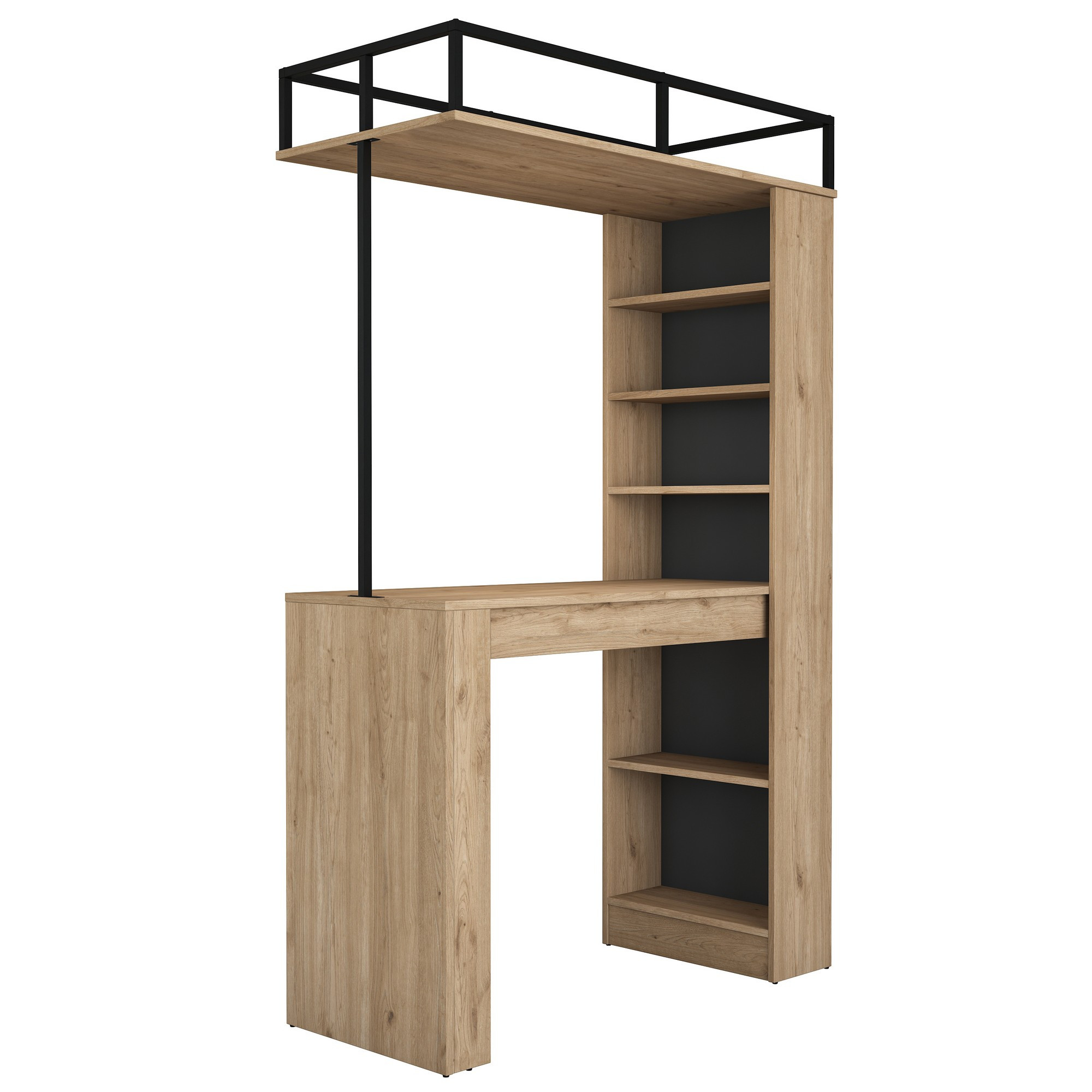 Habitat y Jardin - Mesa de comedor de madera "Jacob" con estantes - 120 x 56 x 199 cm - Marrón