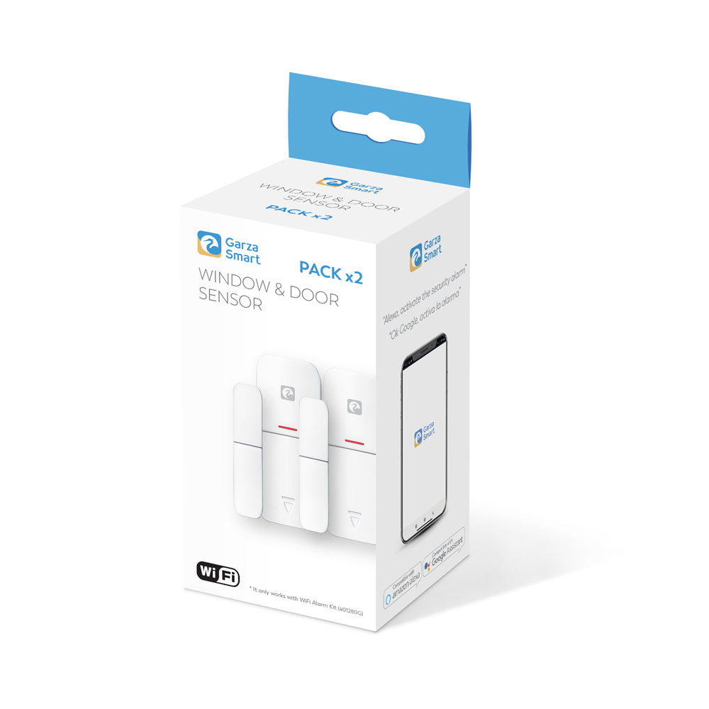 Garza Smart - Pack de 2 unidades Sensor Apertura de Puertas y Ventanas, Requiere el Kit de Alarma de Garza, Control Remoto a traves de App iOS/Android
