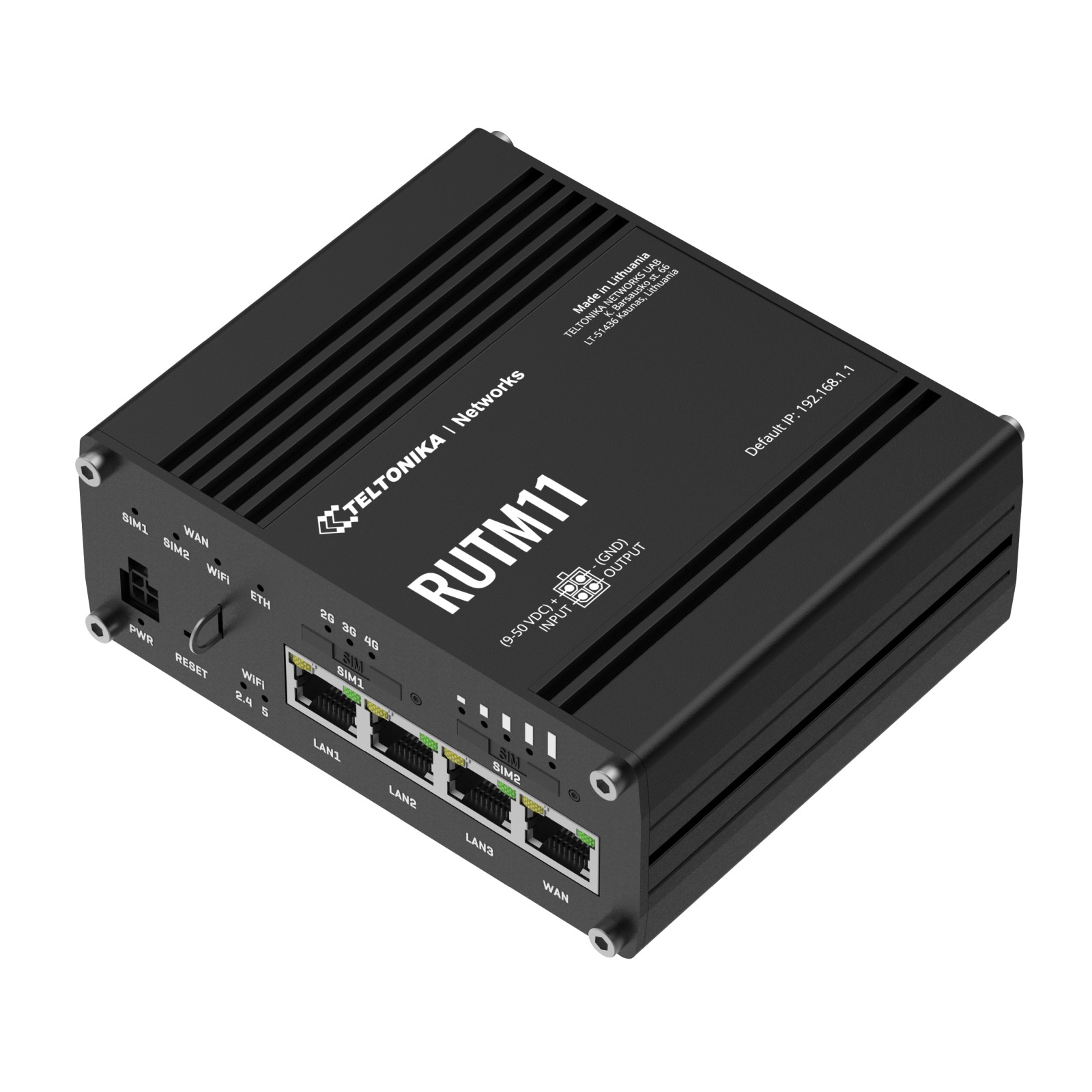 Teltonika RUTM11 - Router celular industrial, 4G LTE Cat 6, Dual SIM, Wi-Fi 5, múltiples VPNs, 5 puertos Gigabit Ethernet, GNSS