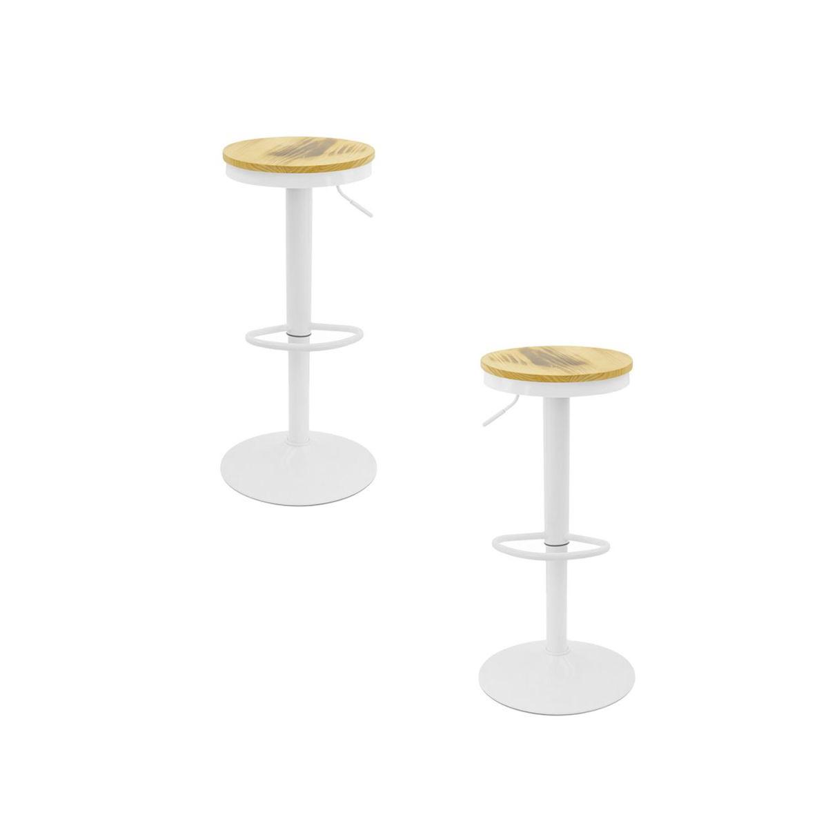 Regalos Miguel - Packs Taburetes Altos - Pack 2 Taburetes Vikin Asiento Madera - Blanco
