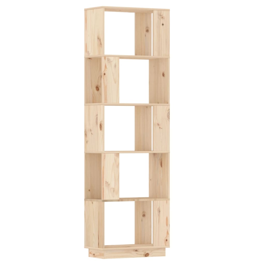 vidaXL Estantería/divisor de espacios madera maciza pino 51x25x163,5cm Natural, Blanco, Gris Mueble Almacenaje Estantería para Oficina, Estudio, Dormitorio Estantería/Librería/ mueble de Almacenamiento