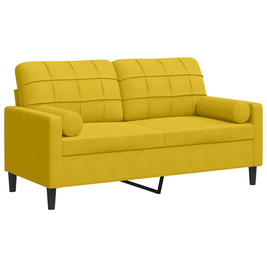 vidaXL Sofá de 2 plazas con cojines terciopelo amarillo 140 cm