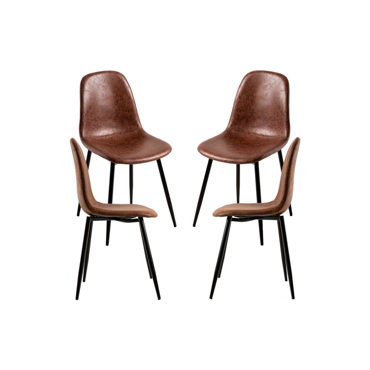 Regalos Miguel - Packs Sillas Comedor - Pack 4 Sillas Black Teok Polipiel - Café Vintage